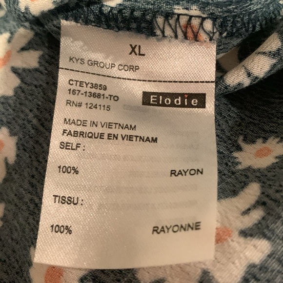 Elodie High Neck Daisy Floral Long Sleeve Blouse Dark Green - Picture 5 of 6